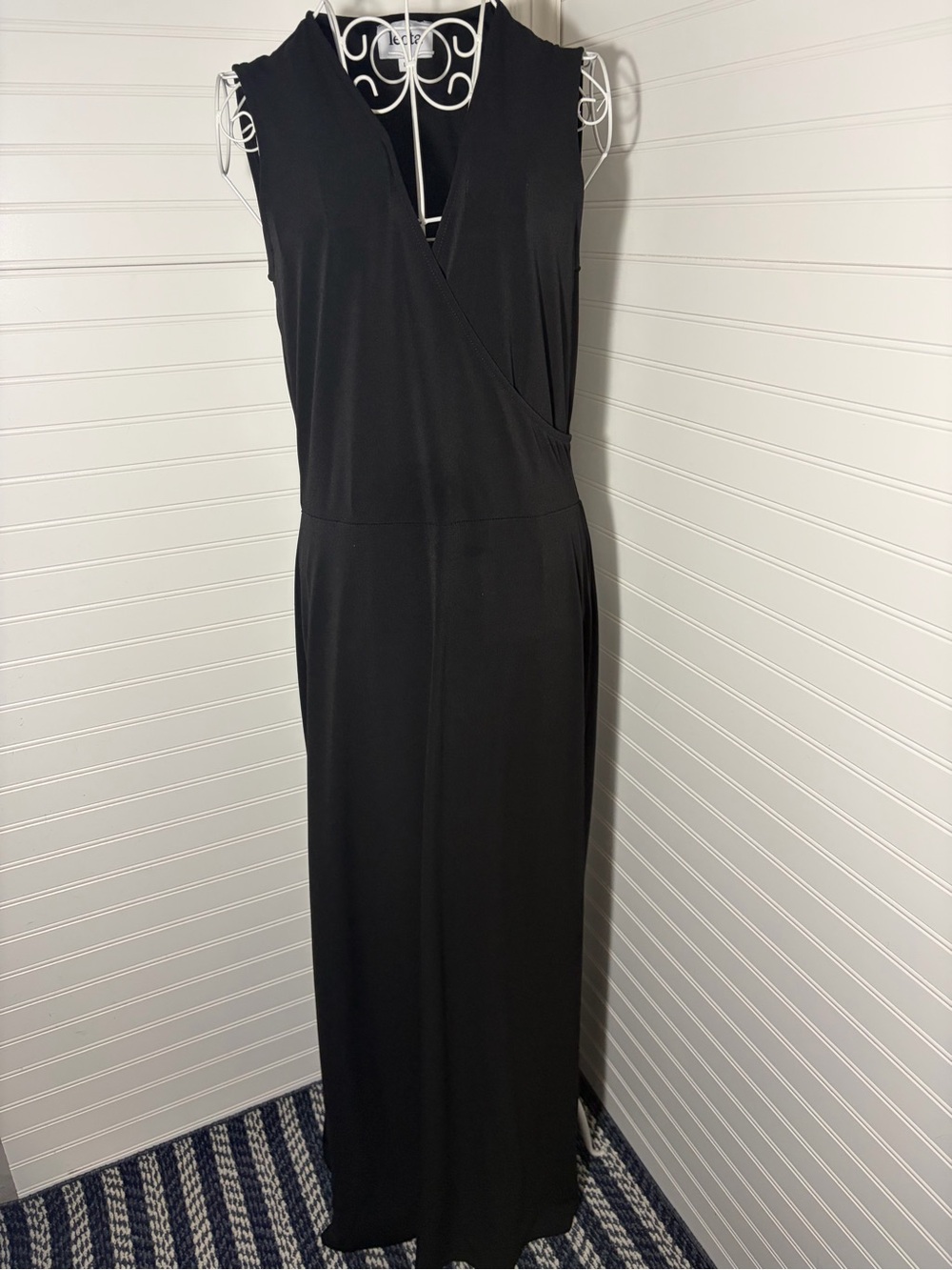 Leota Black Sleeveless Faux-Wrap Maxi Dress